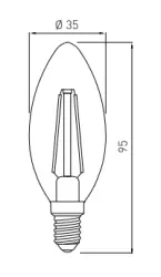 Decor Lumiere ovale led lamp E14 Filament warm wit 2700K Rookglas 35mm