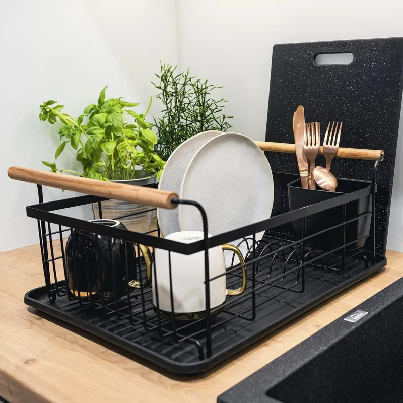 EPKA Bamboo zwart afdruiprek afwasrek staal 1208958219