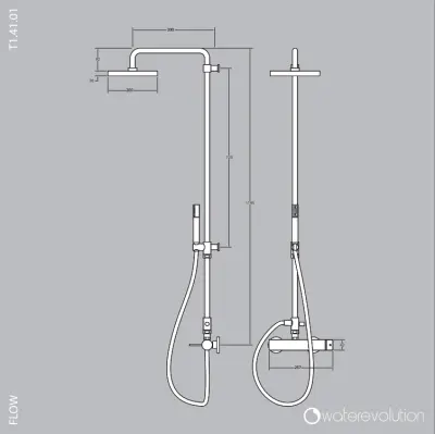 Waterevolution Flow douchecombinatie met thermostaat en regendouche PVD goud  White Gold T141TWGE