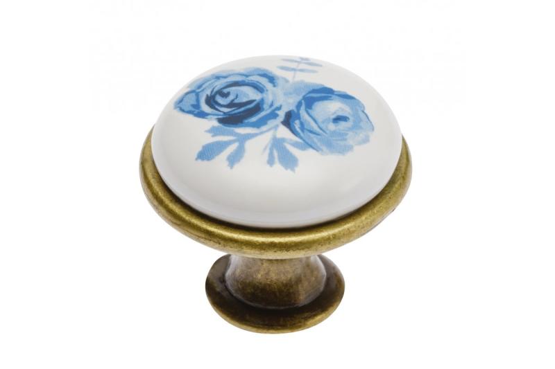 Porcelain knob 728-J4 antique brass A-Blue Rose 1208959149