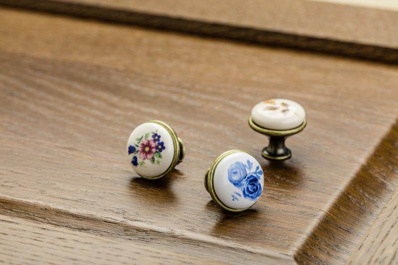 Porcelain knob 728-J4 antique brass A-Blue Rose 1208959149