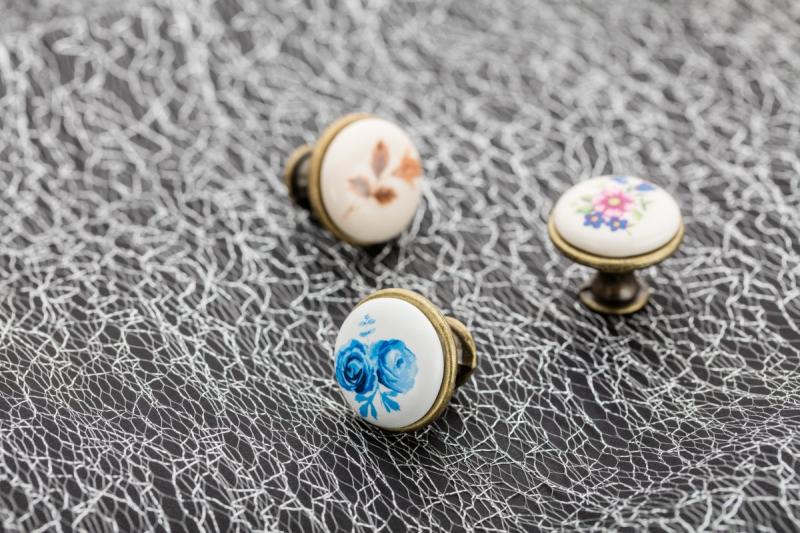 Porcelain knob 728-J4 antique brass A-Blue Rose 1208959149