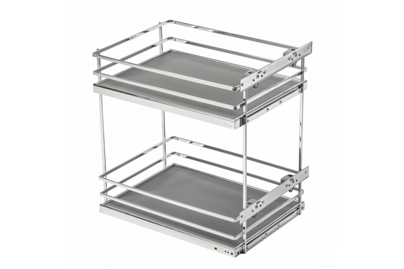 MovixPro side cargo basket, 2 shelves, for cabinet 300 mm, without guides, chrome-plated, white mat 1208962402