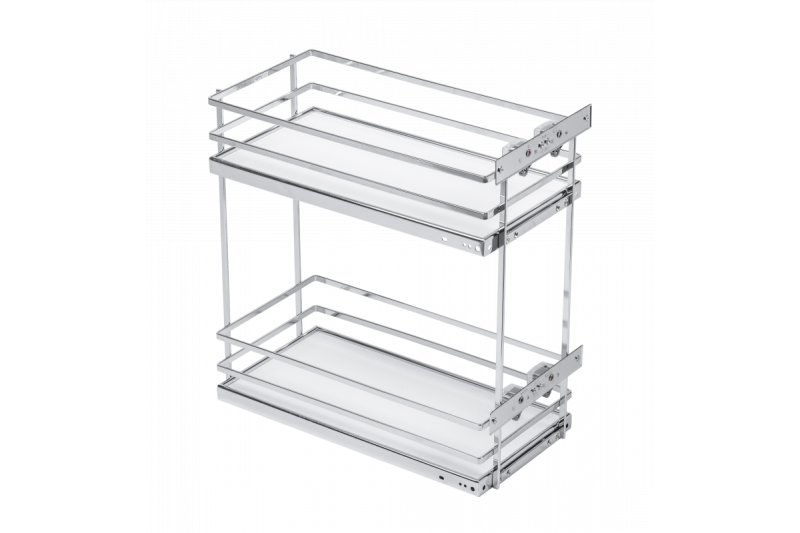 MovixPro side cargo basket, 2 shelves, for cabinet 500 mm, without guides, chrome, mat white 1208962408