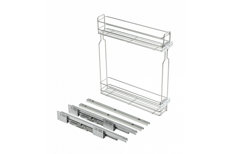 Side cargo basket, tandem type slide mounting, 2 shelves, cabinet 150 mm, without guides, galvanizing 1208962413