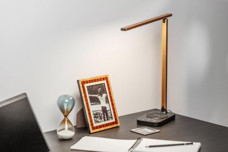Decor Bureau lamp Bressi 8W 450lm AC220-240V 3-CCT Draadloos Opladen USB PF>0 5 RA>80 Zwart / Goud 1208962479