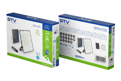 Solar LED floodlight BRAVOS, 50W, 500lm, 6400K, IP65, 120°, solar panel, remote control, 3y 1208962684