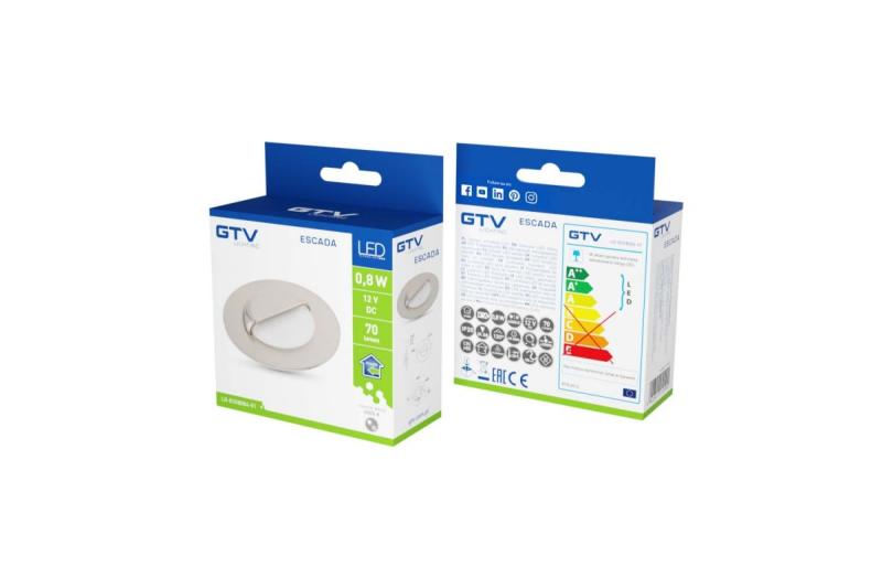 Decor LED traparmatuur ESCADA OB DC12V ronde matglazen kap 0 8W 70lm 4000K inox kabel 150cm