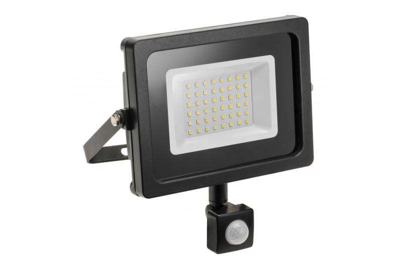 LED floodlight iNEXT with motion sensor 30W 2400lm, PF>0,9, RA>80, IP65, 120°, 6400K, black body 1208962860