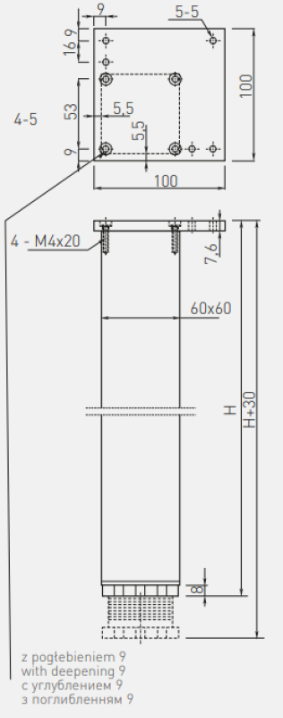 Vierkante 46mm kleur zwart tafelpoot 71cm hoog + 3cm in hoogte verstelbaar 1208963493