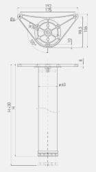 Tafelpoot rond zwart 110cm hoog verstelbaar 3cm met poot diameter 6cm 1208963591