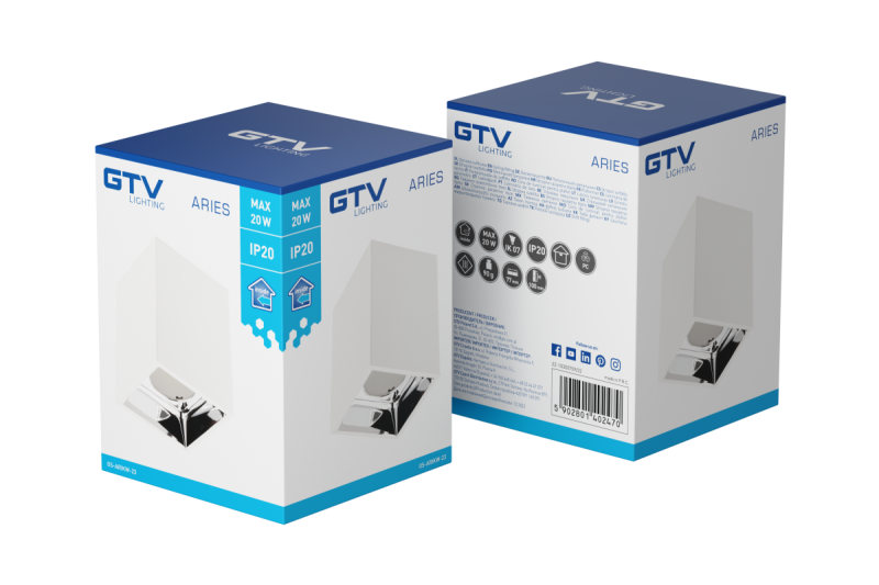 Decor Plafondarmatuur ARIES PC 77x100mm IP20 max 20W vierkant wit/chroom. 1208963817