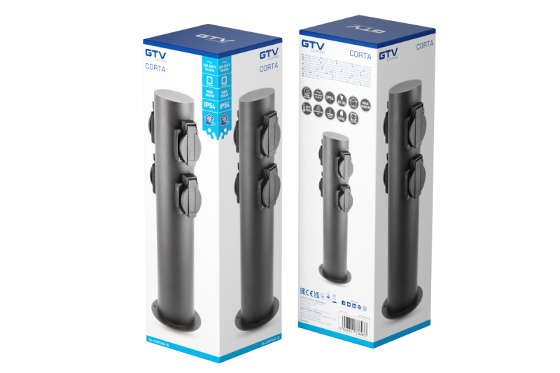 Decor Tuinpaal CORTA-P 36 IP54 AC220-240V 50-60Hz 4*Schucko stopcontact max. 3500W paal grafiet. 1208963859