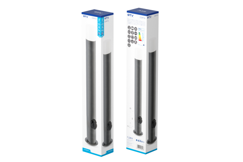 Decor CORTA-P 80 tuinlamp E27 MAX.25W IP44 AC220-240V 50-60Hz stopcontact max. 3000W paal grafiet. 1208963864