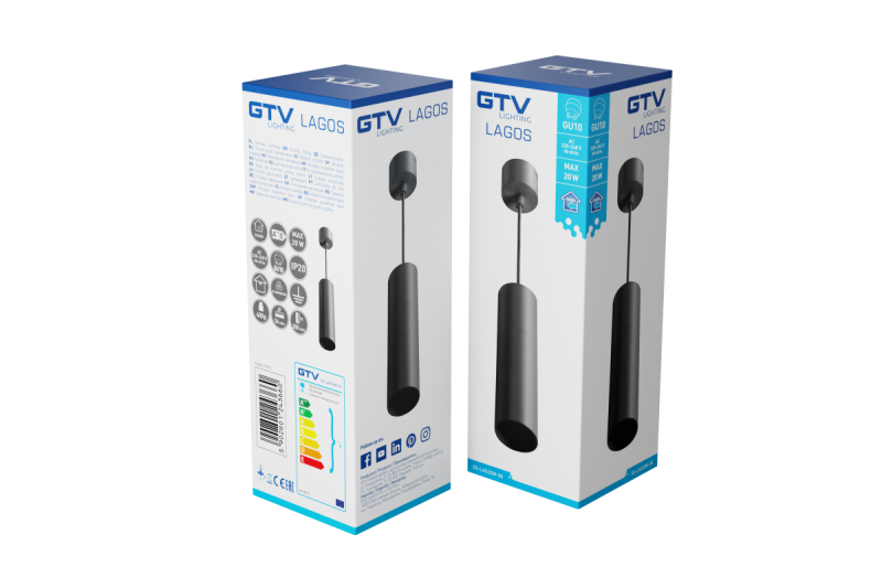 Decor Opgeschorte armatuur LAGOS GU10 aluminium IP20 max. 20W zwart 1208963909