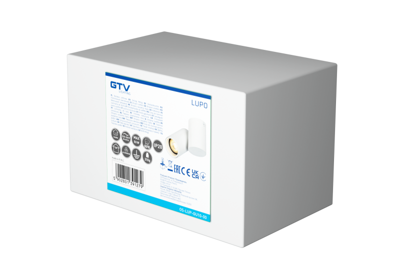 Decor Plafondarmatuur LUPO aluminium 11.6x5.6x11.5 IP20 1*GU10 max. 50W rond wit. 1208963927