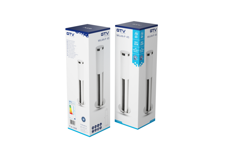 Decor Tuinverlichting MILAN-P 45 E27 MAX.40W IP44 AC220-240V 50-60Hz paal inox. 1208963944