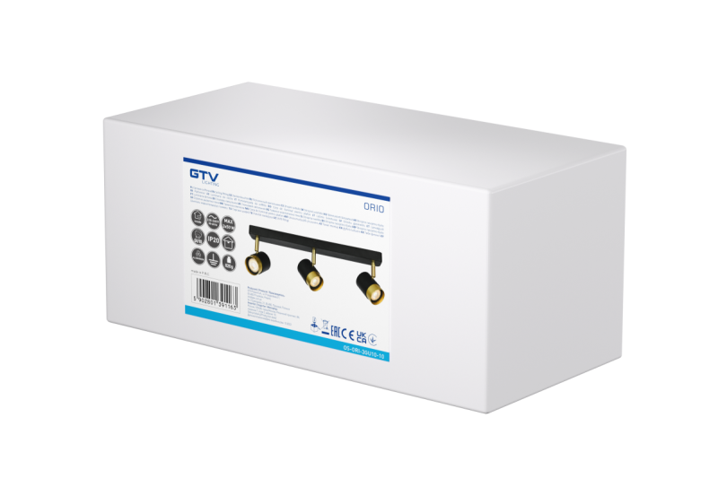 Decor Plafondarmatuur ORIO aluminium 43.0x5.5x14.0 IP20 3*GU10 max. 50W rond zwart. 1208963967