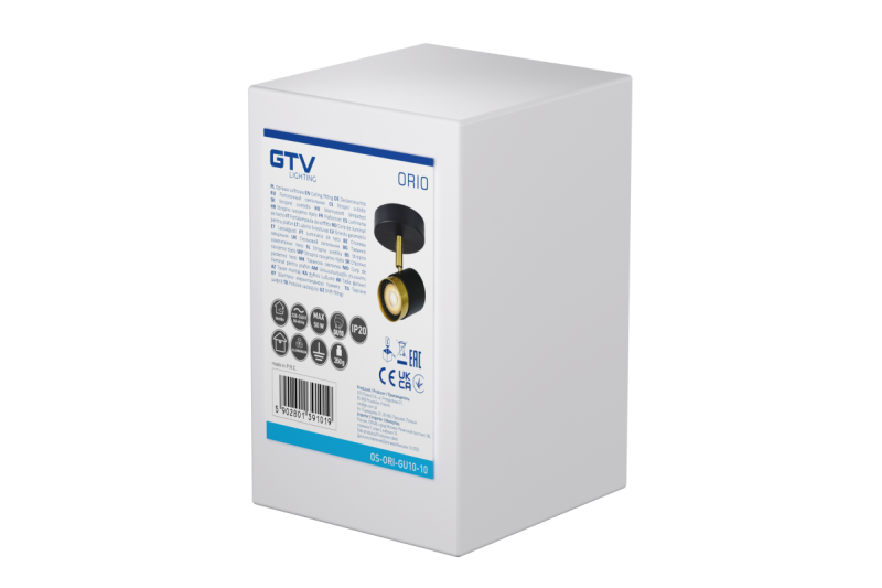 Decor Plafondarmatuur ORIO aluminium 11.6x5.6x11.5 IP20 1*Gu10 max. 50W rond zwart. 1208963969