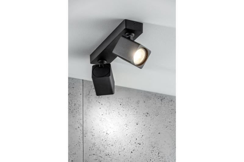 Decor Plafondarmatuur RENO aluminium IP20 max. 20W*2 dubbel vierkant zwart. 1208963980