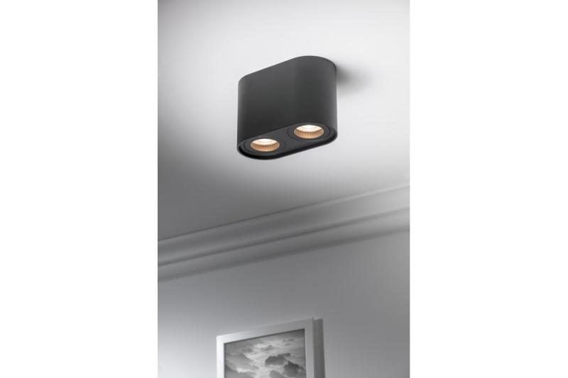 Decor Plafondlamp armatuur SENSO DUO aluminium 83x165x110 IP20 max 50W rond zwart. 1208964011
