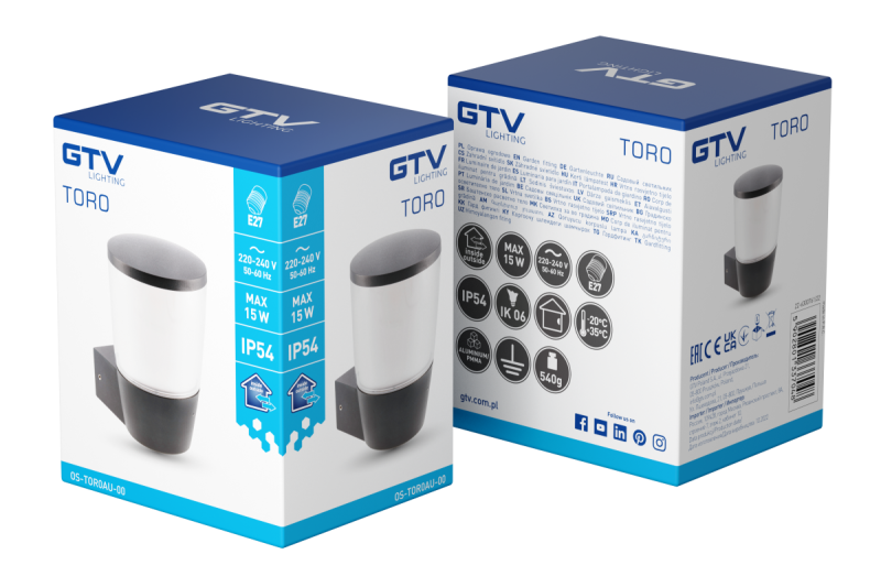 Decor Tuinverlichting TORA-AU E27 MAX.15W IP54 AC220-240V 50-60Hz wandlamp zwart 1208964023