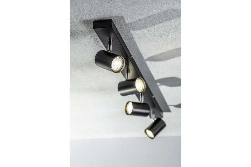 Decor Plafondarmatuur VENETO IP20 max. 20W 4 x GU10 rond zwart. 1208964042