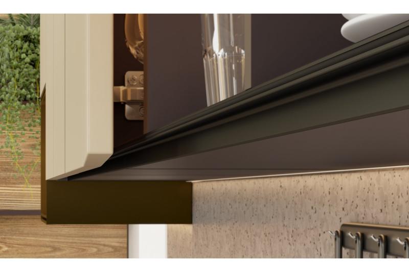 GTV VELLO profile, handleless system, retain, L=3000 mm, 16 mm, Al, black 1208964236