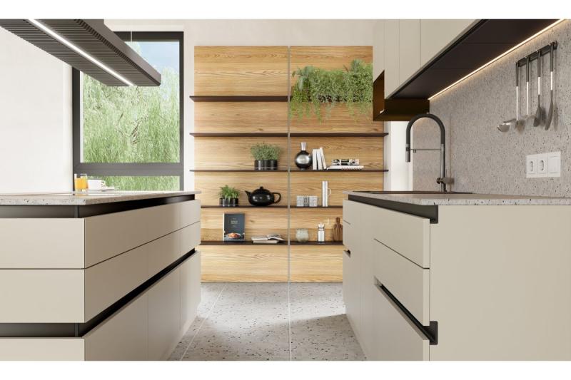 GTV VELLO profile, handleless system, retain, L=3000 mm, 18 mm, Al, black 1208964240