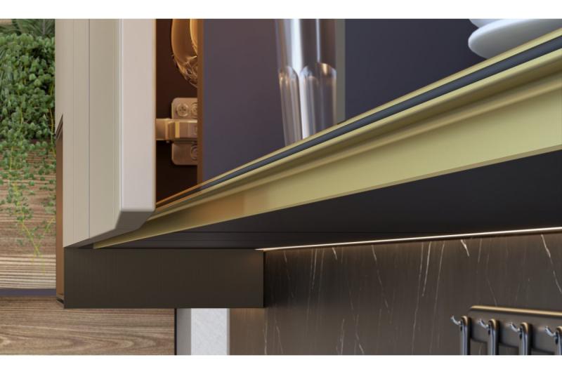 GTV VELLO profile, handleless system, wreath, L=3000 mm, 18 mm, Al, gold 1208964241