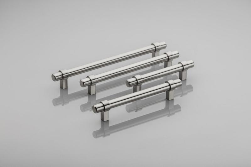 Steel handle TRIEST C=128mm brushed steel - zamak feet 1208965369