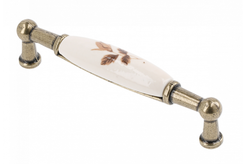 Porcelain handle 728B C=96mm antique brass B-autumn rose 1208965694