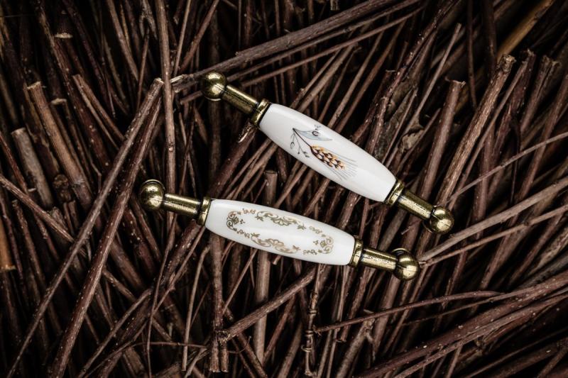 Porcelain handle 728B C=96mm antique brass X-gold ornament 1208965697