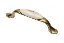 Porcelain handle 728P C=96mm antique brass K-wheet 1208965703