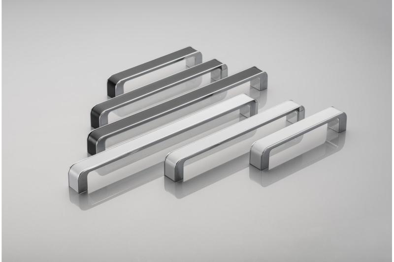 Zamak handle MONA C=128 mm chrome/white 1208966128