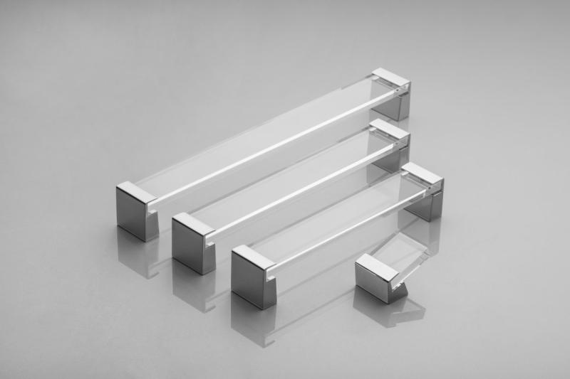 Zamak handle OLIVA C=160mm chrome feet + transparent acrylic 1208966156