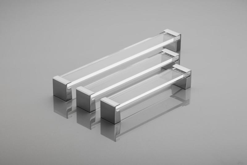 Zamak handle OLIVA C=160mm chrome feet + transparent acrylic 1208966156