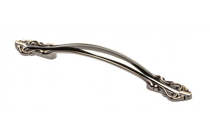 Zamak handle WERONA C=128 mm black chrome plus gold 1208966255