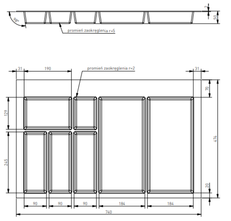 Decor Cutle Bestekbakken Inzet voor Keukenlade 800 Wit 1208966379