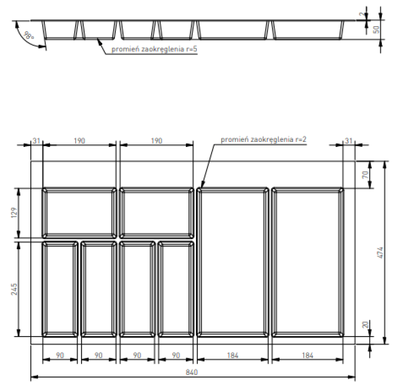 Decor Cutle Bestekbakken Inzet voor Keukenlade 900 Wit 1208966381