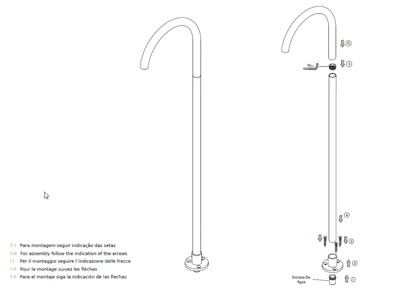Waterevolution Flow vrijstaande wastafelkraan uitloop PVD Geborsteld licht goud T1677WGE