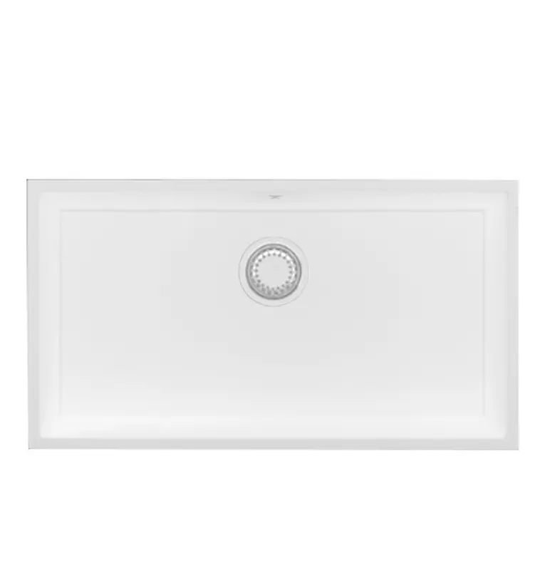 GraniteMy Universal granieten grote witte spoelbak 74x40 cm wit opbouw onderbouw en vlakinbouw met witte plug 1208967160
