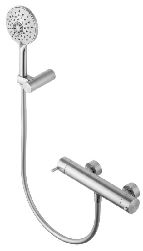Waterevolution Flow douchethermostaat met douchegarnituur rond RVS T140TNRIE