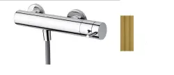 Waterevolution Flow douchethermostaat met douchegarnituur rond Messing Natuur T140TNRLE