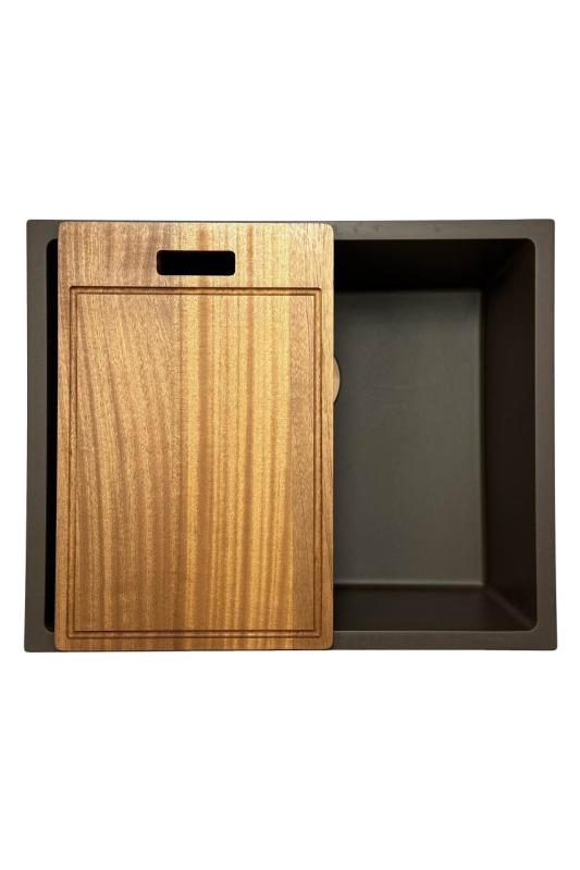 GraniteMy Universal granieten café spoelbak 50x40 cm opbouw, onderbouw en vlakinbouw met koperen plug 1208967229