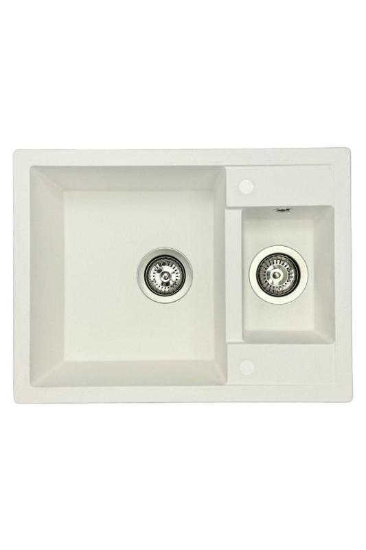 GraniteMy Smart extra ondiepe 1,5 granieten opbouw witte spoelbak 58x44cm 1208967418