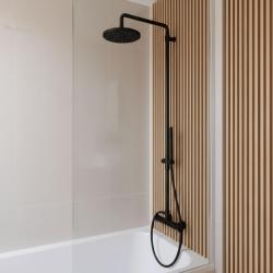 Waterevolution Flow douchecombinatie met regendouche mat zwart 200mm T141NRPR