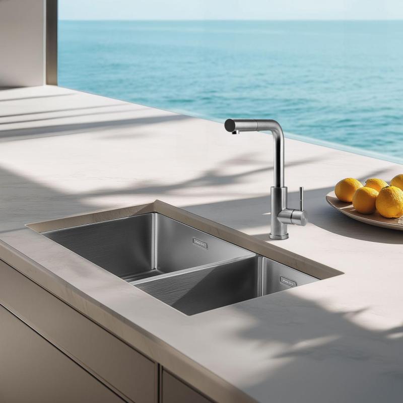 Pure.Sink Elite Steel Spark-S keukenkraan RVS met uittrekbare uitloop en sproeistand PS8041-02