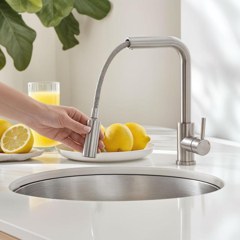 Pure.Sink Elite Steel Spark-S keukenkraan RVS met uittrekbare uitloop en sproeistand PS8041-02