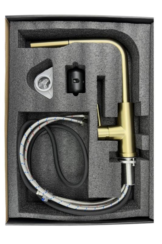 Pure.Sink Elite Steel Spark-S keukenkraan PVD geborsteld goud met uittrekbare uitloop PS8041-60